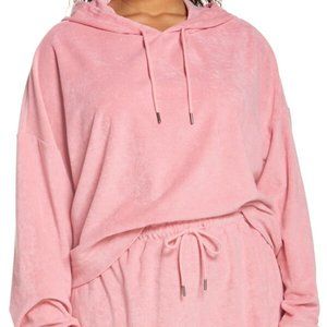 WAYF Luke Terrycloth Hoodie in Rose 2XL NWT